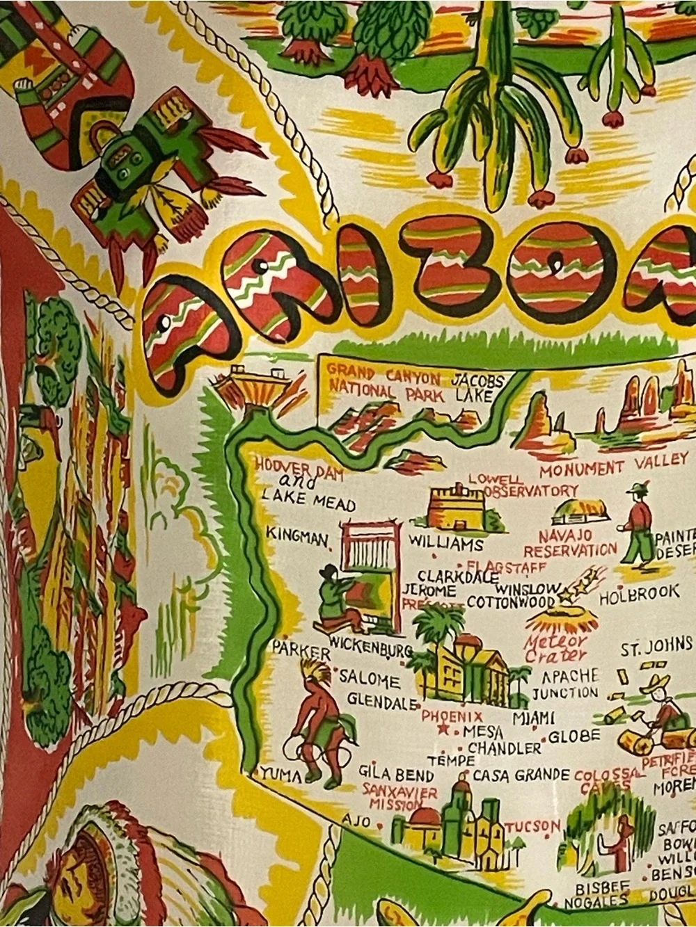 Rare Vintage 50s Arizona Souvenir Scarf Bandana 16 In Sq Excellent Condition - Picture 5 of 10